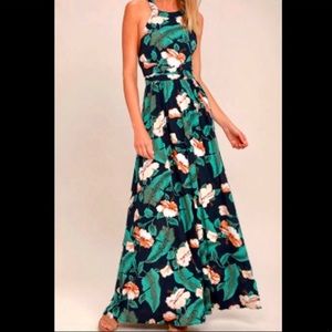 Lulus temptation island navy blue floral maxi